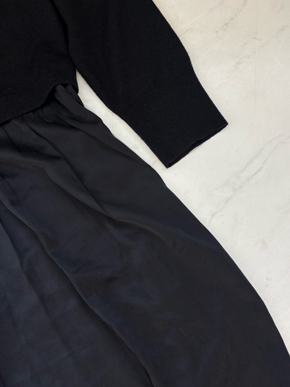 Sundance Size Medium Black Wool Silk Knit Satin Midi Dress Neutral Fall Academia - Picture 6 of 6